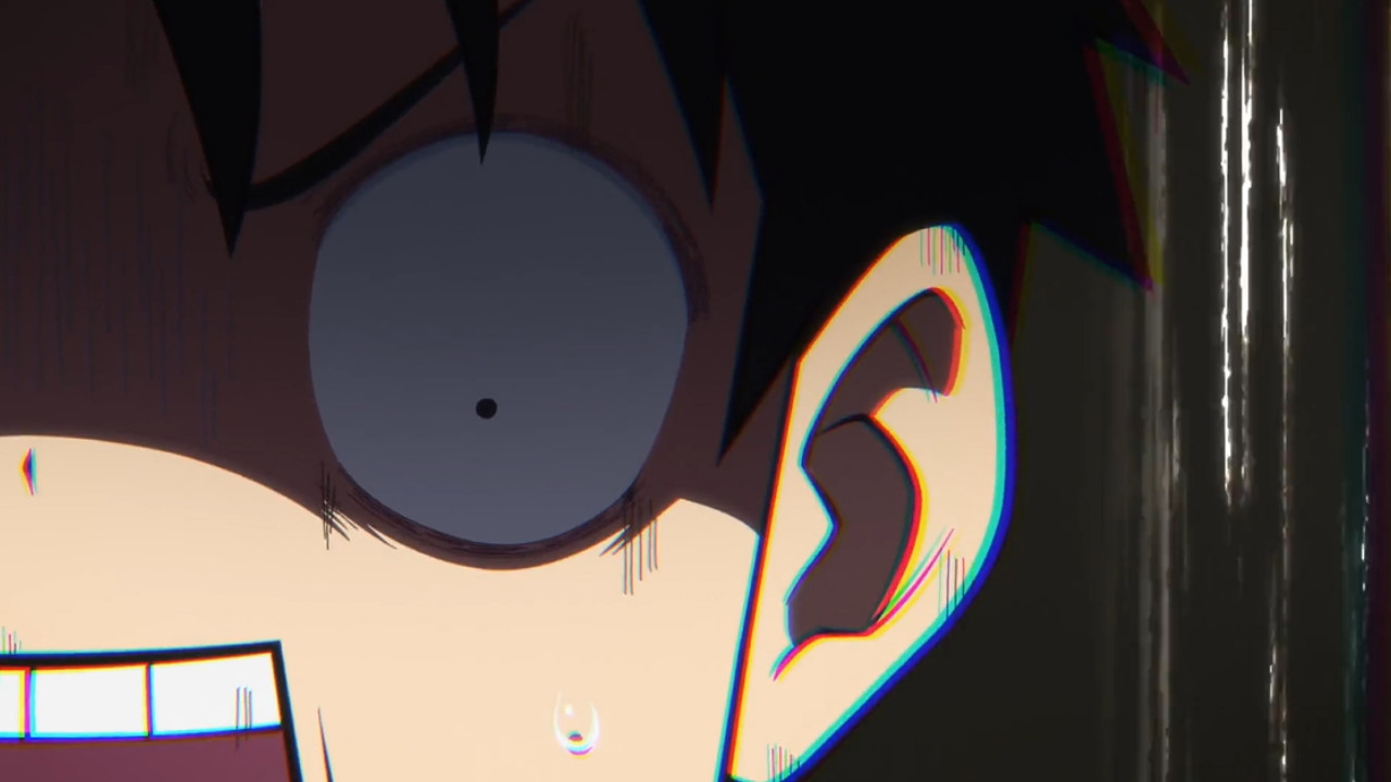 An anime boy with an extremely shocked expression.